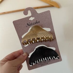 Natasha Gold and Black Hair Clips